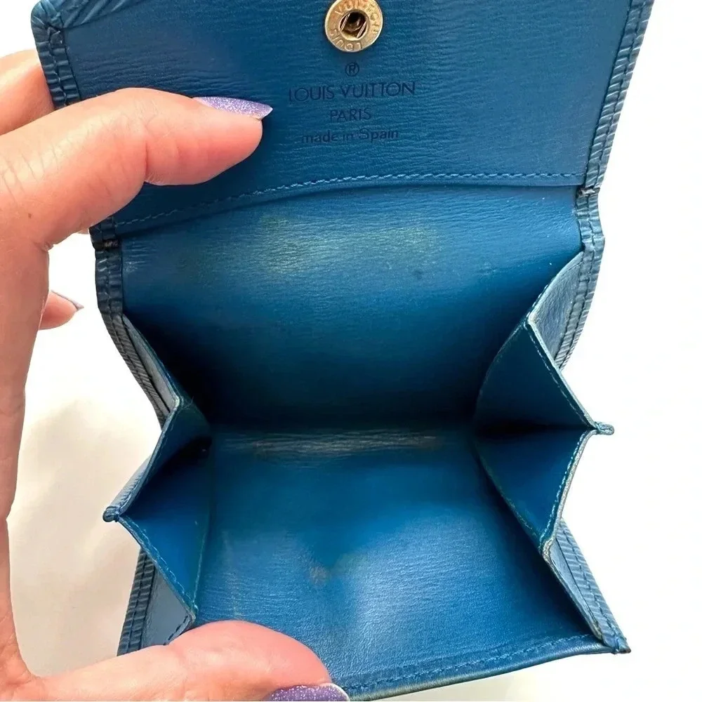 LV blue Epi Porte Minnaie Coin Wallet
